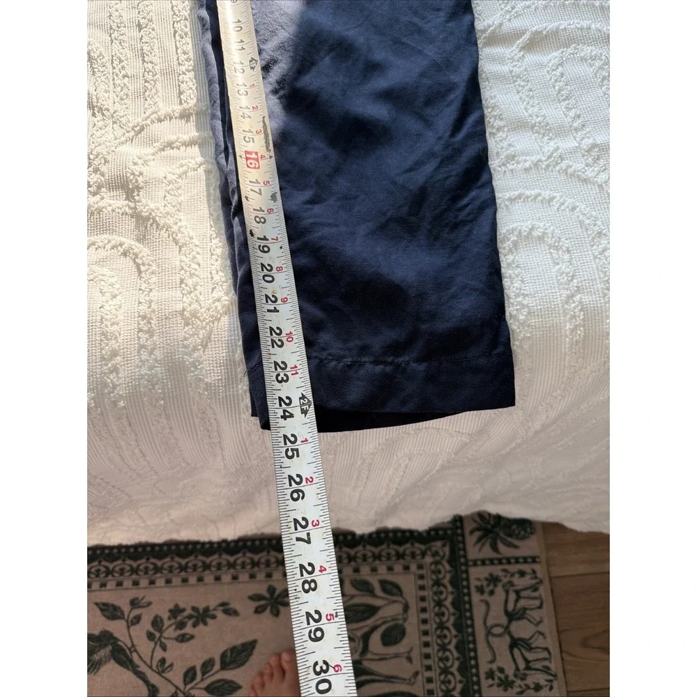 Banana Republic Cropped Pants Women Medium Navy Blue Excellent Lyocell Linen